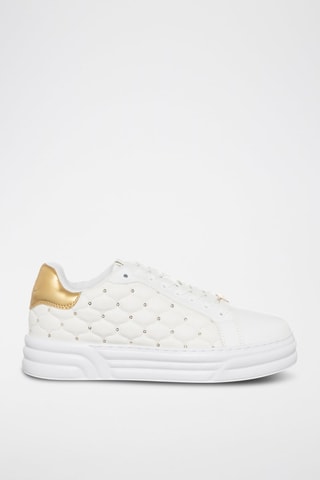 Zapatillas de piel caprina con plataforma Cleo - Blanco