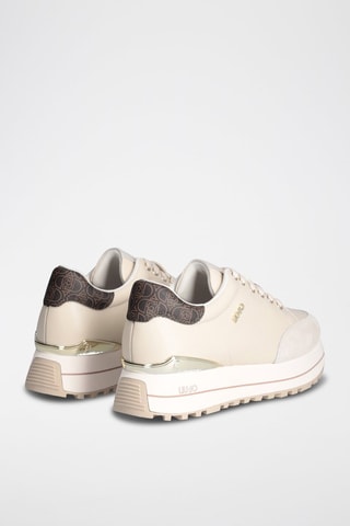 Zapatillas de piel de toro con plataforma Maxi Wonder - Beige y marrón