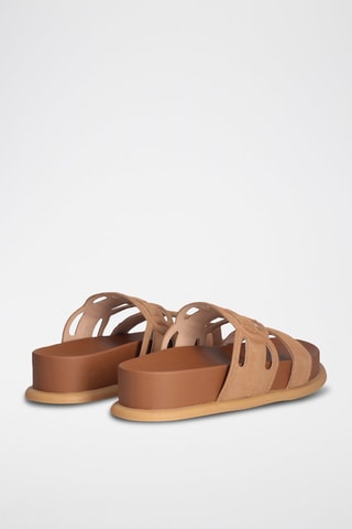 Sandalias de nobuk Loren - Beige y plateado