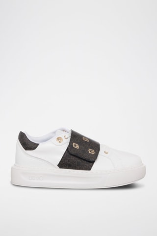 Zapatillas de piel con plataforma - Blanco y negro