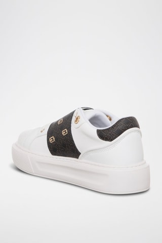 Zapatillas de piel con plataforma - Blanco y negro