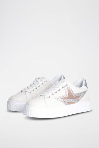 Zapatillas de piel Lovely - Blanco, dorado y plateado
