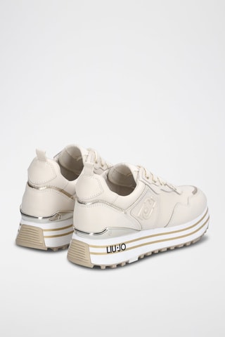 Zapatillas de piel de toro con plataforma Maxi Wonder - Blanco y beige