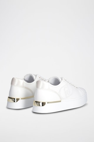 Zapatillas de piel con plataforma Pretty - Blanco y dorado