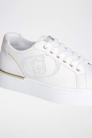 Zapatillas de piel con plataforma Pretty - Blanco y dorado