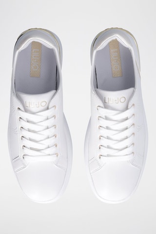Zapatillas de piel con plataforma Pretty - Blanco y dorado
