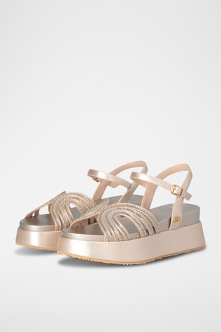 Sandalias con plataforma - Blanco, beige y gris