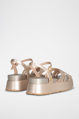 Sandalias con plataforma - Blanco, beige y gris