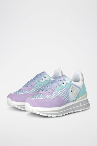 Zapatillas de nobuk - Blanco, azul y violeta
