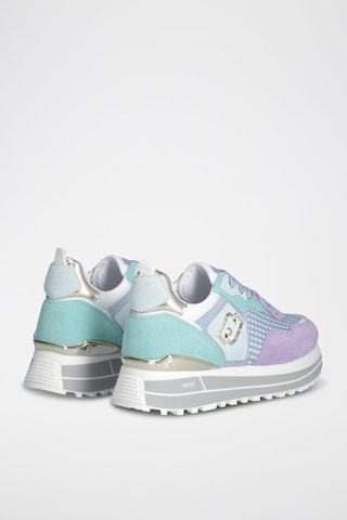 Zapatillas de nobuk - Blanco, azul y violeta