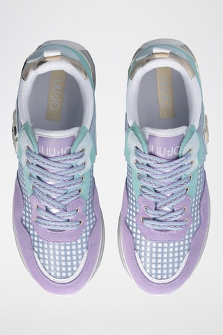 Zapatillas de nobuk - Blanco, azul y violeta