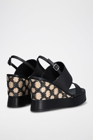 Sandalias de piel de cuña Karen - Negro