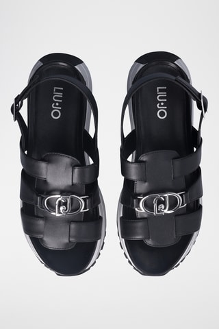 Sandalias de piel de cuña Maxi Wonder - Negro