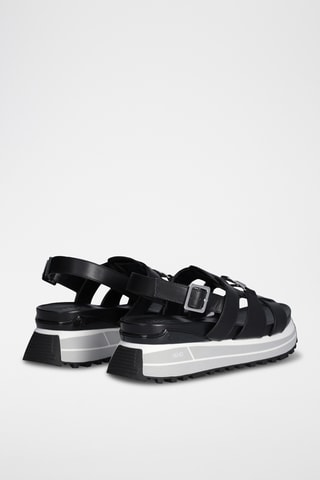 Sandalias de piel de cuña Maxi Wonder - Negro