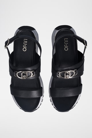 Sandalias de piel de cuña Maxi Wonder - Negro