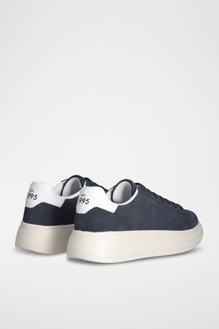 Zapatillas de piel con plataforma - Blanco, beige y azul