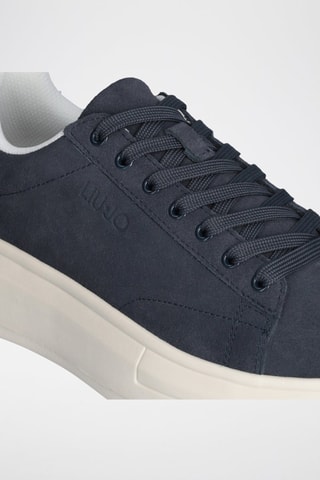Zapatillas de piel con plataforma - Blanco, beige y azul