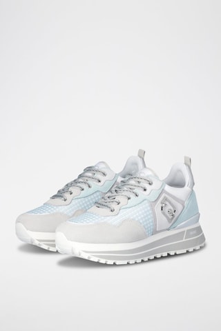Zapatillas de nobuk con plataforma Maxi Wonder - Blanco, azul y gris