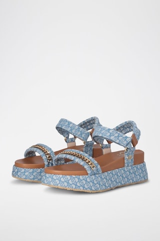 Sandalias con plataforma Frida - Azul, beige y marrón