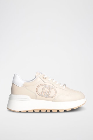 Zapatillas de piel con plataforma Amazing - Beige