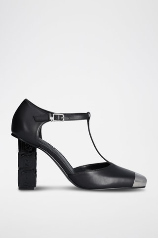 Salomés de piel caprina de tacón Jennifer - Negro