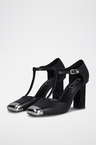 Salomés de piel caprina de tacón Jennifer - Negro