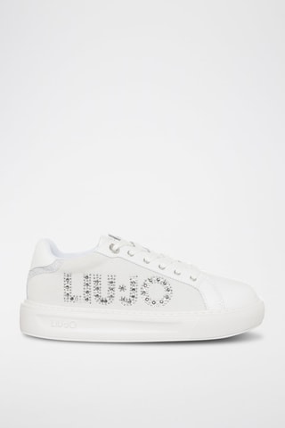 Zapatillas de piel con plataforma Kylie - Blanco y plateado