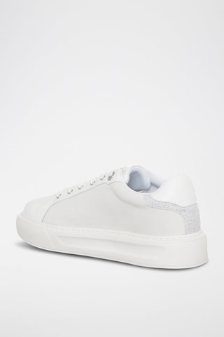Zapatillas de piel con plataforma Kylie - Blanco y plateado
