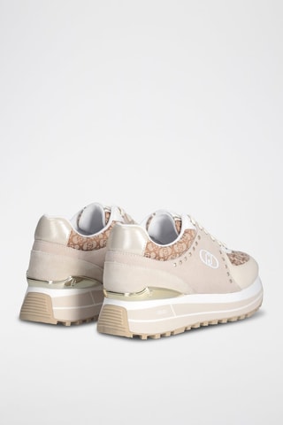 Zapatillas de piel con plataforma Maxi Wonder - Blanco, marrón y dorado
