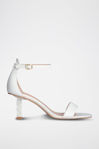Sandalias de piel de tacón Ale - Blanco, beige y dorado
