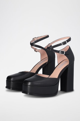 Zapatos de piel caprina con plataforma Naira - Negro
