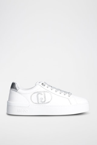 Zapatillas de piel con plataforma Silvia - Plateado y blanco