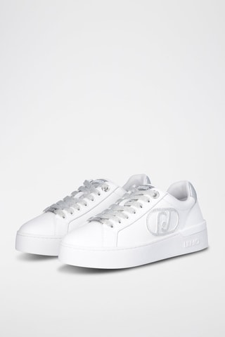 Zapatillas de piel con plataforma Silvia - Plateado y blanco