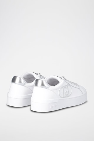 Zapatillas de piel con plataforma Silvia - Plateado y blanco