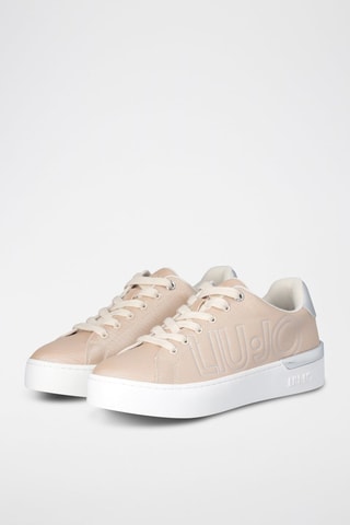 Zapatillas con plataforma - Blanco, beige y plateado