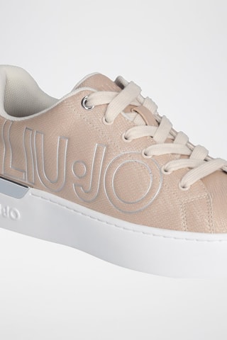 Zapatillas con plataforma - Blanco, beige y plateado