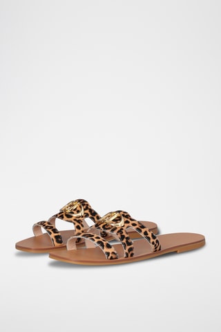 Sandalias de piel - Beige y marrón