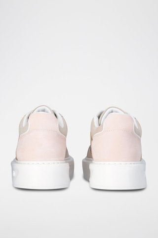 Zapatillas de piel con plataforma - Beige y dorado