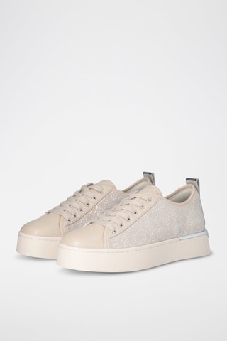 Zapatillas de piel Pretty - Beige y plateado