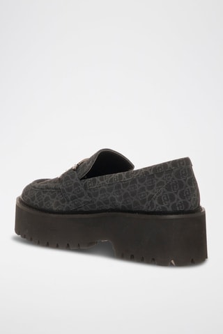 Mocasines de piel de toro con plataforma Forty - Negro y dorado