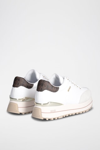 Zapatillas de piel de toro con plataforma Maxi Wonder - Blanco, marrón y gris