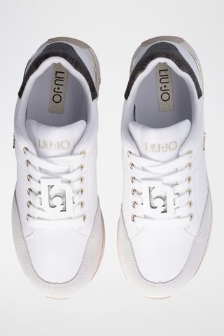 Zapatillas de piel de toro con plataforma Maxi Wonder - Blanco, marrón y gris