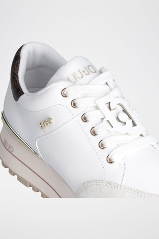 Zapatillas de piel de toro con plataforma Maxi Wonder - Blanco, marrón y gris