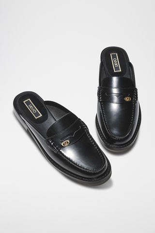 Sandalias de piel de charol - Negro