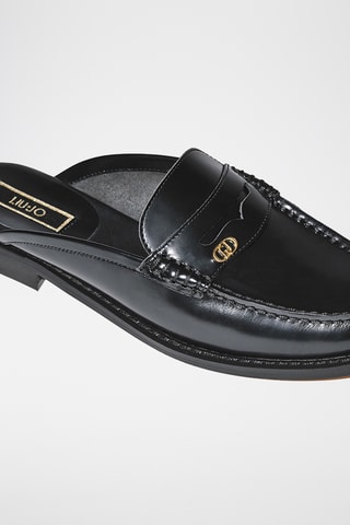 Sandalias de piel de charol - Negro