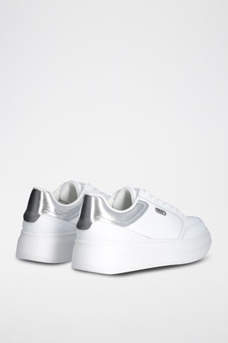 Zapatillas de piel con plataforma - Blanco y plateado