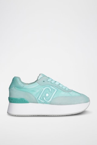 Zapatillas de nobuk con plataforma Dreamy - Blanco, azul y gris