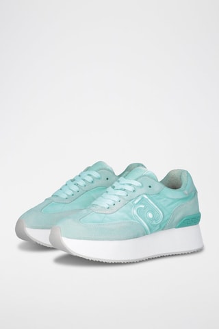 Zapatillas de nobuk con plataforma Dreamy - Blanco, azul y gris