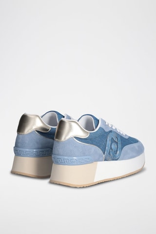Zapatillas de nobuk con plataforma Dreamy - Blanco, azul y plateado