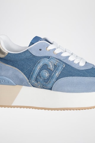 Zapatillas de nobuk con plataforma Dreamy - Blanco, azul y plateado
